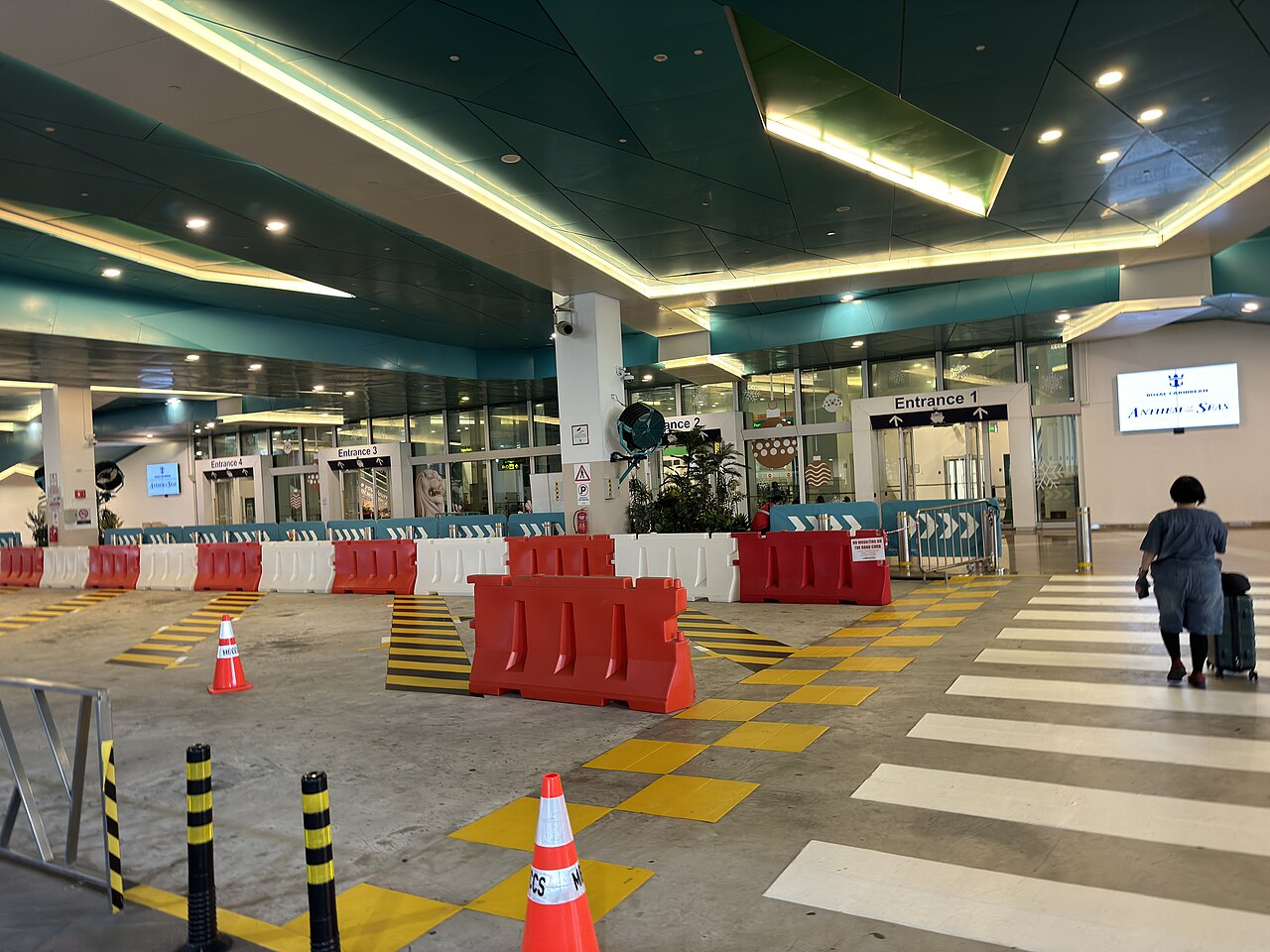 Marina Bay Cruise Centre entrance area photographed in December 2024, not HarbourFront or a current meeting-point instruction