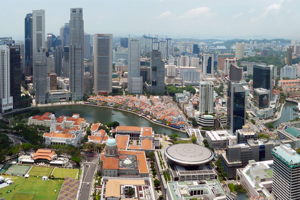 Singapore city drop-off scene from Johor Bahru private car
